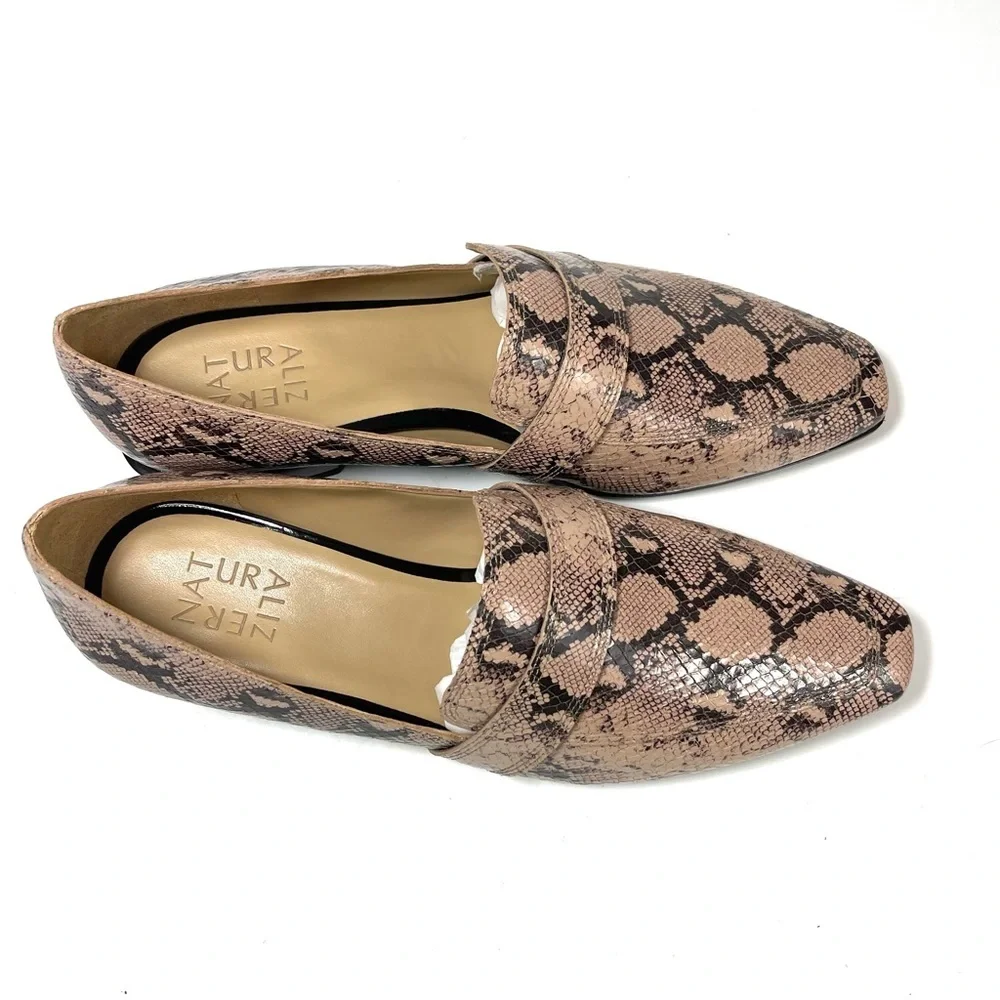 Naturalizer Women's Loafers Barely Nude Snake Prints Leather Size 8W‎